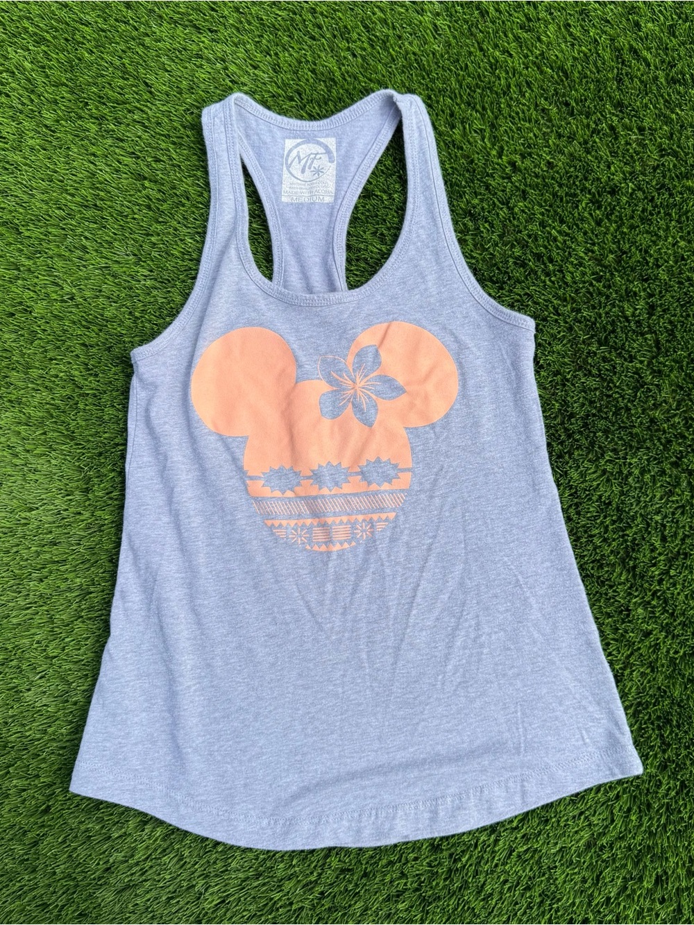 Minnie Disney Gray Racerback Tank with Peach Graphic Island Style